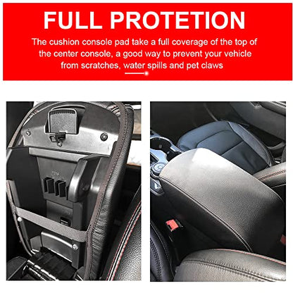 DEYTOP Console Armrest Cover for Ford Explorer 2011-2019 Center Console Crusion Pad for 2019 2017 2016-2011 Explorer Anti-Scratch Leather Armrest Crusion Protector (Black with Black Stitches)
