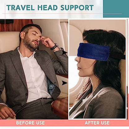 2 Pcs Travel Pillow for Sleeping Airplane Headrest Airplane Head Strap Sleeper Pillow Travel Head Sleep Support Band with 2 Extension Straps for Car Plane Travel (Gray, Blue) - color: Gray, Blue
