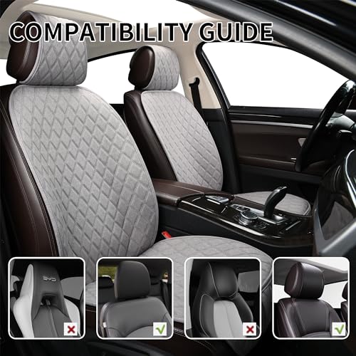 ENOGE Front Car Seat Covers, Linen Car Seat Cover, Driver Seat Protector with Soft & Breathable Cloth Fabric for All Seasons Universal Fits Most Automotive, Van, SUV, Truck (Gray, 2 Front) - color: Linen-Gray-4