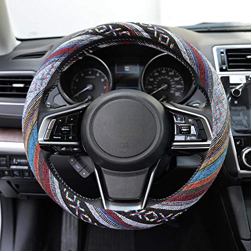 Carbella Woven Boho Bohemian Hippie Saddle Blanket Style Steering Wheel Cover for Women - Fits Most Standard Wheel Sizes 14.5 - 15 inch Woven Style - Aztec / Incan - color: Woven Aztec / Incan