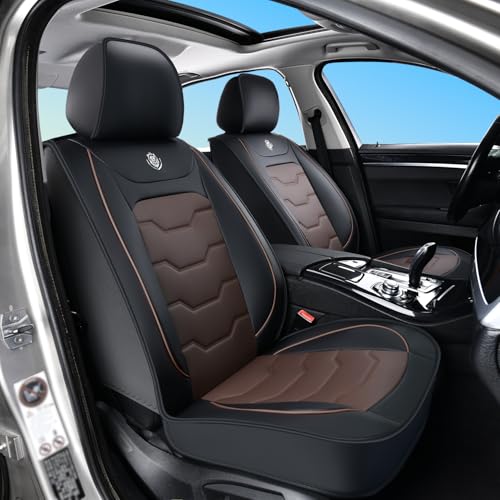 Car Seat Covers, Universal Fit for Most Vehicles, Waterproof Leather, Pet-Friendly Car Seat Covers, 5-Piece Complete Set, Protects Car Seats, Upgrades Interior, Airbag Compatible - color: Black & Coffee