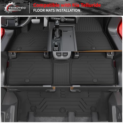 Floor Mats Compatible with 2020-2025 Kia Telluride 7&8 Seats (NOT for 2027) Cargo Mat Cargo Liner Back Seat Cover 2024 Telluride Accessories (Trunk Mat with Backrest Mats+Floor Mats) - style: For Kia Telluride | 2020-2025