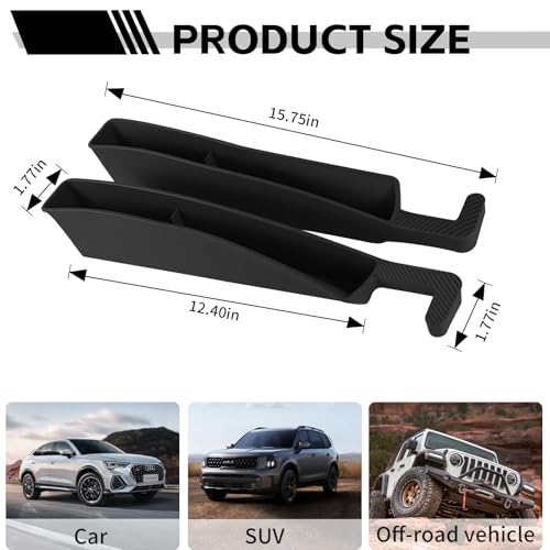 2PCS Car Seat Gap Filler Organizer, Multifunctional Seat Gap Storage Box for Phone Key, Stop Things from Dropping Between Seat and Console, Universal Interior Car Accessories (Black)