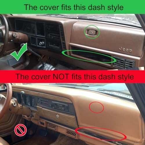 Dash Cover Mat Custom Fit for Jeep Cherokee Comanche Wagoneer Limited Dashboard Pad Carpet Protector K186 (Black) - color: black