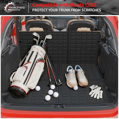 Cargo Mat Compatible with 2023 2024 2025 2026 Mazda CX50 Trunk Mat Trunk Liner Cargo Liner TPE All Weather Back Seat Cover Protector 2024 CX-50 Accessories (Trunk Mat+Backrest Mats) - style: For Mazda CX-50 | 2023-2026