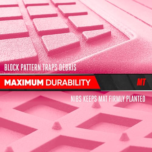 MotorTrend FlexTough Rear Cargo Mat – Heavy-Duty Trimmable Rubber Trunk Mat, Universal All-Weather Cargo Liner for Cars, SUVs & Trucks, Flexible Non-Slip Automotive Floor (Pink) - color: Pink