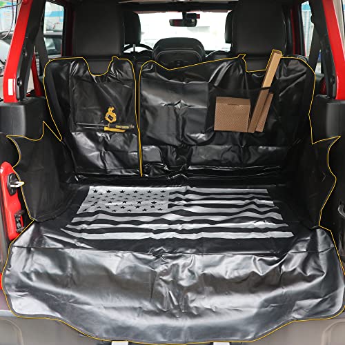 Pet Dog Cargo Liner Trunk Mat for 2007-2025 Jeep Wrangler JK JL 4 Door Unlimited Sahara Rubicon Rear Trunk Floor Mat Cargo Liner Dogs Seat Cover, All Weather Waterproof, America Flag - color: US Flag