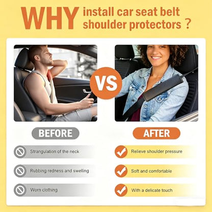 Carbon Fiber Leather Seat Belt Covers - 2Pcs, Seat Belt Pads to Comfort Neck & Shoulder, Universal Fit for Car, Truck, SUV, Camera & Backpack Straps - color: J-015-Black
