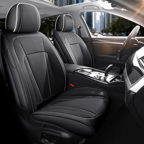 Car Seat Covers Full Set Custom Fit for Toyota Prius 2001-2025 2026 - Premium Faux Leather Auto Seat Protectors, Waterproof Breathable Anti-Slip Durable, Easy to Install (Black&White,Full Set) - color: black-white, size: Fit for Prius Full Set