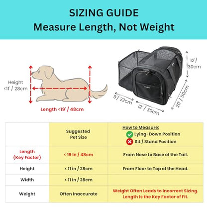 Crash-Tested Expandable Cat Carrier & Small Dog Car Seat - CPS Certified for Crash Protection & Safe Pet Travel. - size: Medium-20x12x12