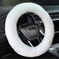 Fluffy Steering Wheel Cover for Women/Girls/Ladies Fuzzy Steering Wheel Cover Winter Warm Faux Wool Plush Car Wheel Cover Furry Steering Wheel Protector Universal Fit 15 Inch (White)