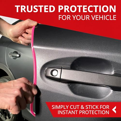 Car Door Edge Protector – Universal DIY Edge Trim to Prevent Scratches & Dings – Flexible Adhesive Molding Trim for Cars, Trucks & SUVs (10 Ft - Pink)