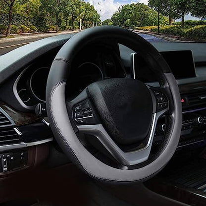 Valleycomfy Microfiber Leather Steering Wheel Cover Large-Size for F150 F250 F350 Ram 4Runner Tacoma Tundra Range Rover Model S X with 15 1/2 inches-16 inches Outer Diameter-Gray - color: Gray, size: Large Size[15.5"-16"]