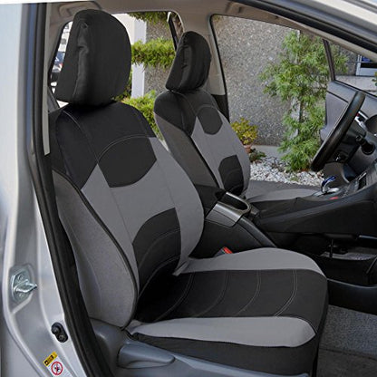 BDK Soft & Smooth Leatherette Sideless Front Car Seat Covers Fit for Car SUV Van (Black & Gray)- Easy Installation Cover - color: Black & Slate Gray