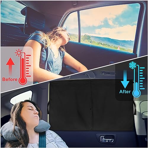Car Window Shades, 2 PCS Magnetic Double Layer Auto Sun Shade for Side Windows Privacy Full Covers/Half Shade Options Back Car Window Curtains for Baby Protection - color: Black:2pack