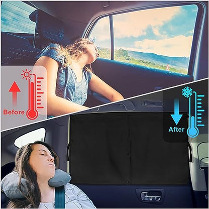 Car Window Shades, 2 PCS Magnetic Double Layer Auto Sun Shade for Side Windows Privacy Full Covers/Half Shade Options Back Car Window Curtains for Baby Protection - color: Black:2pack