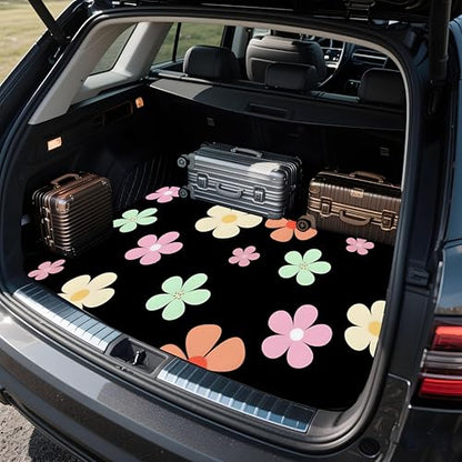 Universal Car Trunk Mat, All Weather Trunk Protection Cargo Liner, Stylish Vehicle Interior Accessories, Durable Cargo Mat Rear Trunk Line Suitable for Most Car (Fresh Simple Flowers, 29" x 39") - color: Fresh Simple Flowers