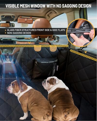 Dog Car Seat Cover for Back Seat, Waterproof Dog Seat Cover for Back Seat, Hard Bottom Back Seat Pet Cover for Dogs, Large-Space Hammock for Car Truck SUV, Charcoal, L - color: black, size: L - For Compact & Mid-size Sedans, SUVs and Trucks