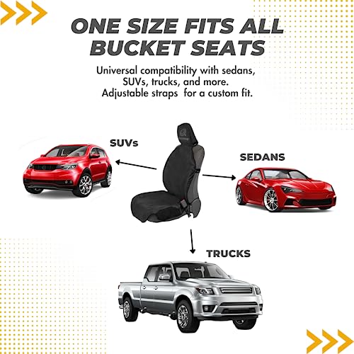 Premium Waterproof Car Seat Cover - Sweatproof, Universal Fit, Non-Slip, Durable Protector for Dirt, Spills, Pet Claws - Auto, SUV, Truck Compatible (Black)