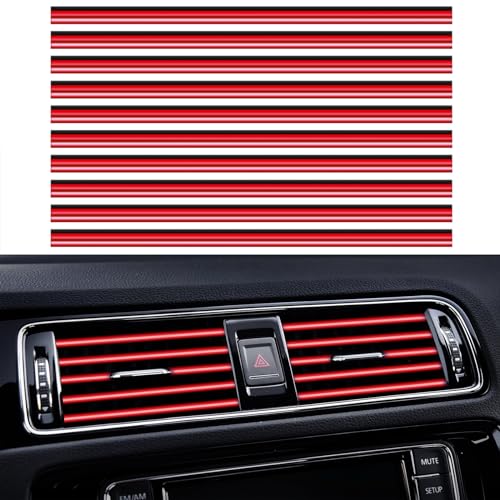 20 Pieces Universal Car Auto Air Conditioner Vent Outlet Trim Strip, Waterproof Flexible Shiny Auto Car Vent Interior Accessories for All Air Vent Outlet (20PCS - Red)