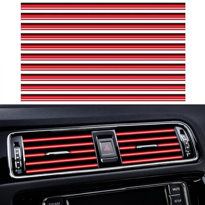 20 Pieces Universal Car Auto Air Conditioner Vent Outlet Trim Strip, Waterproof Flexible Shiny Auto Car Vent Interior Accessories for All Air Vent Outlet (20PCS - Red)