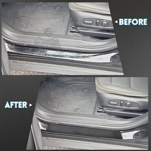 Compatible with Chevrolet 5Pcs Car Door Sill Protector,Thickened Carbon Fiber Leather Door Entry Edge Guard Sticker,Rear Bumper Protector Guard Anti-Scratch Strips Fit for Trax 2024 2025
