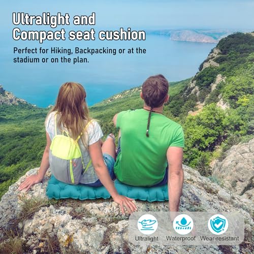 Inflatable Seat Cushion, Lightweight Stadium Seat Pad, Travel Air seat Cushion Anti-Slip for Airplane, Long Flight, Hiking, Climbing, Home and Camping,Peacock Blue - color: Peacock Blue