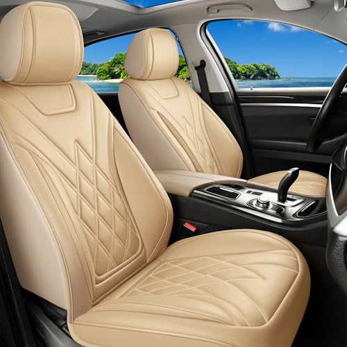 Car Seat Covers Compatible with Subaru WRX 2015-2025 2026 - Full Set 5 Seats Luxury Leather All-Weather Seat Cushions & Protectors, Waterproof & Breathable, Airbag Compatible (Beige) - color: Full Set-Beige-05, size: For Wrx 2015-2026
