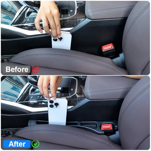 2PCS Car Seat Gap Filler,Anti-Drop Car Seat Crack Organizer,Prevent Items Falling Between Seats - Flexible & Durable for Universal Vehicles,Car Interior Accessories(Black)