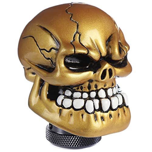Skeleton Shifter Knobs Skull Gear Lever Handle Car Shift Head Fit Most Manual Automatic Transmission, Gold - color: Gold