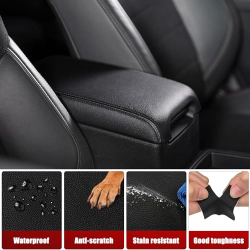 KBH Center Console Armrest Cover Replacement for Toyota Camry 2012 2013 2014 2015 2016 2017, Vinyl Leather, Car Arm Rest Lid Skin Upholstery, Black (Leather Part Only) - color: Black, size: Camry 2012-2017