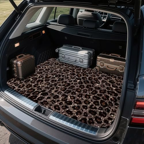 Universal Car Trunk Mat, All Weather Trunk Protection Cargo Liner, Stylish Vehicle Interior Accessories, Durable Cargo Mat Rear Trunk Line Suitable for Most Car (Brown Leopard Print, 29" x 39") - color: Brown Leopard Print