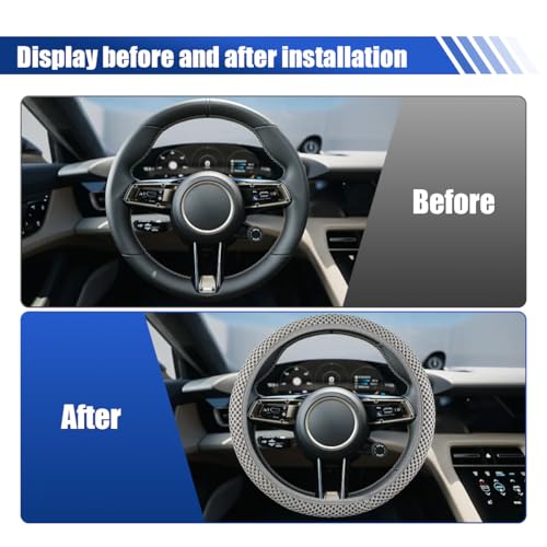 Elastic Stretch Steering Wheel Cover, 15" Breathable Microfiber Ice Silk Steering Wheel Protector, Universal Anti-Slip Car Warm in Winter&Cool in Summer Accessories for Men Women (Gray) - color: Gray