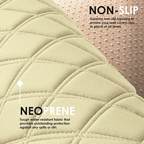 FH Group Car Seat Cushion Neosupreme Automotive Seat Cushions - Universal Fit, Rear Car Seat Cushion, Car Seat Cushions With Non-Slip Silicone Backing for SUV, Sedan, Van Rear Set Beige - color: Beige, style: Rear Bench