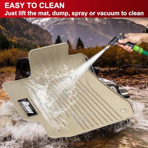 IKON MOTORSPORTS, Floor Mats Compatible with 2012-2017 Toyota Camry, Beige Latex Rubber Heavy Duty All Weather Season Car Auto Custom Fit Front Rear Carpets Liner 5PC