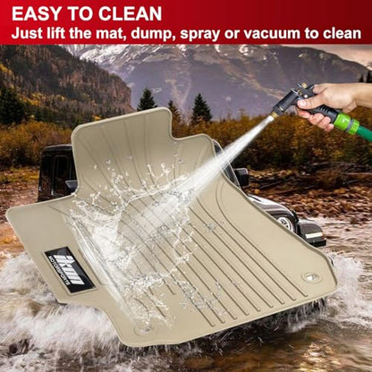 IKON MOTORSPORTS, Floor Mats Compatible with 2012-2017 Toyota Camry, Beige Latex Rubber Heavy Duty All Weather Season Car Auto Custom Fit Front Rear Carpets Liner 5PC