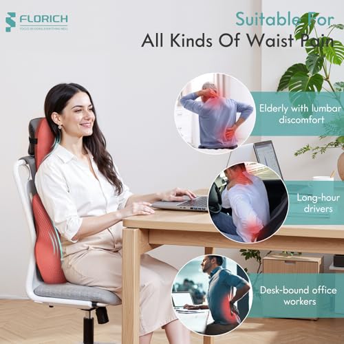 Car Lumbar Support Pillow and Neck Headrest Pillow for Office Chair, Ergonomic Memory Foam, Relieves Neck, Back Pain, Pressure-Relieving Back Support for Car, Office Chair & Wheelchair – Red - color: Red, size: Lumbar&Headrest Pillow
