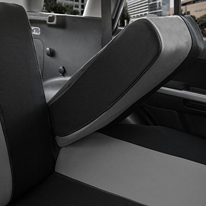 FH Group Full Cover Rear Bench Car Seat Cover – Universal Fit, Split Bench Design with Zipper, Compatible with 60/40 & 40/60 Split Seats, SUV & Van – Gray - color: Gray, style: Rear Set