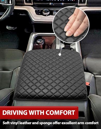 KBH Center Console Armrest Cover for 2025 2026 Ford Expedition, Durable Arm Rest Cover for Car, Thick Cushion Pad Protector, Anti-Scratch, Black (Fits Bucket Seat Console Only)