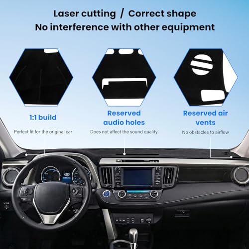 Dash Cover Mat Compatible with Toyota Rav4 2013 2014 2015 2016 2017 2018 Car Interior Dashboard Cover Mat Nonslip Dashmat Sunshade Glare UV Rays Protector Accessories Custom Fit - size: Compatible with Rav4 2013-2018