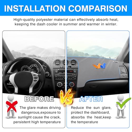 Autorder Gray Dashboard Cover Mat for Nissan Altima 2007-2012 Accessories Dash Cover Upgrade Polyester Dash Mat Sunshade Glare UV Rays Protector - size: Gray 2007-2012 Nissan Altima