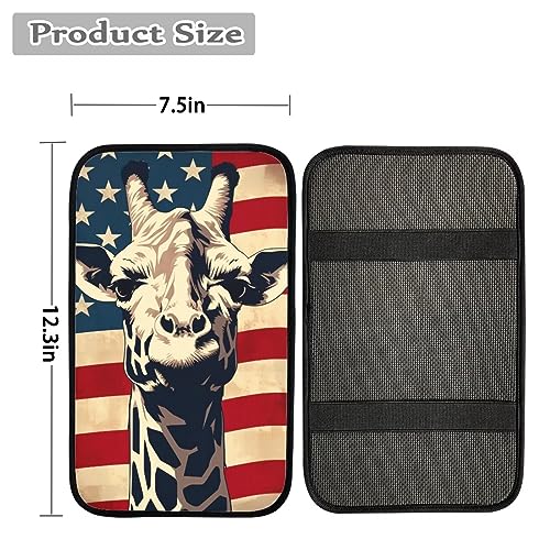 Car Center Console Pad, Universal Waterproof Car Armrest Seat Box Cover, Car Interior Accessories for Most Vehicle SUV Truck Vintage American Flag Griaffe Car Armrest Pad - color: vintage american flag griaffe