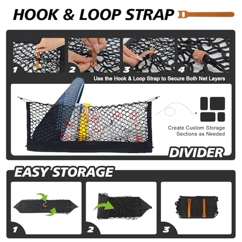Truck Bed Cargo Net Trunk Netting Compatible with 2020-2024 2025 2026 Ford Explorer Accessories, Pickup Cargo Organizer SUV Sedan Storage Net w/Heavy Duty Carabiners - style: 2020+ Explorer