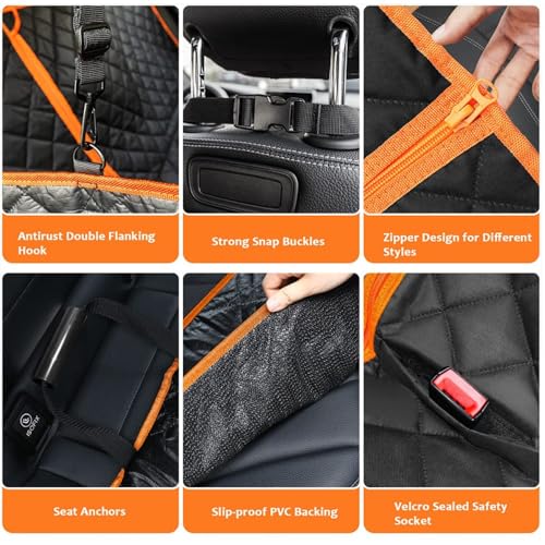 M/P Dog car seat Cover for Pets 100% Waterproof Seat Cover Hammock with Mesh Window 600 D Heavy Duty Scratch Proof Nonslip Durable Soft Back seat Cover for Cars Trucks and SUVs seat Covers