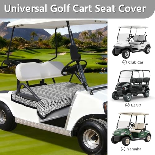 Golf Cart Seat Covers, Universal Golf Cart Seat Towel Blanket for Yamaha, EZGO, Club Car, Icon and More 2-Seat Carts, 100% Microfiber Keeps Seat Comfortable and Clean - color: black