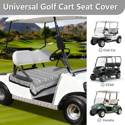 Golf Cart Seat Covers, Universal Golf Cart Seat Towel Blanket for Yamaha, EZGO, Club Car, Icon and More 2-Seat Carts, 100% Microfiber Keeps Seat Comfortable and Clean - color: black