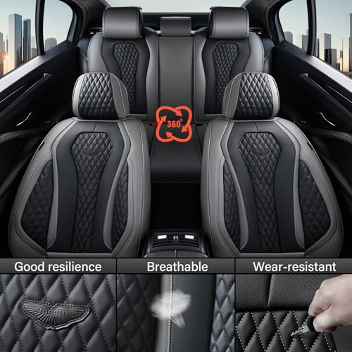 Coverado Car Seat Covers Full Set, Black Seat Covers, Automotive Car Seat Cover, Car Seat Cushion, Car Seat Covers Front Seats Back Seat Covers, Car Seat Protector Universal Fit Most Cars - color: Gray/Black, size: FullSet