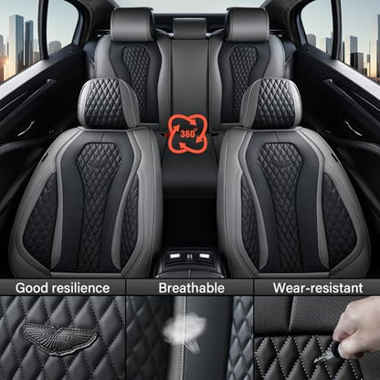 Coverado Car Seat Covers Full Set, Black Seat Covers, Automotive Car Seat Cover, Car Seat Cushion, Car Seat Covers Front Seats Back Seat Covers, Car Seat Protector Universal Fit Most Cars