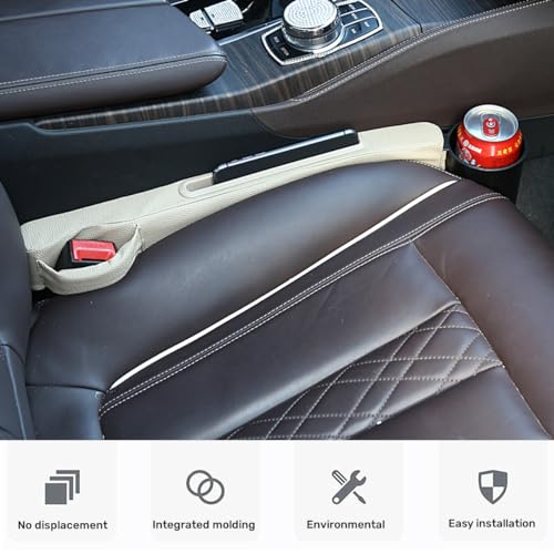 2 Pack Car Seat Gap Filler with Storage Box,Fill the Gap Between Seat and Console,Car Console Gap Filler,Prevent Things from Dropping,Convenient to Storage Keys and Phone(Beige) - color: Beige2