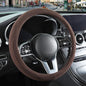 14 inch Brown Suede Steering Wheel Cover, Breathable Non-Slip Sweat-Proof Wear-Resistant No Pilling, Warm in Winter and Cool in Summer - color: Brown, size: Round-S[13.5''-14'']